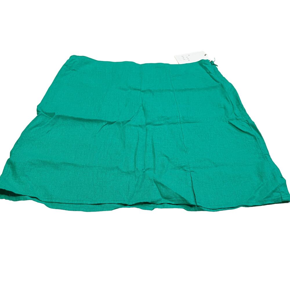 A New Day Women's Green Linen Side Zip Mini Skirt - Size Small - NWT